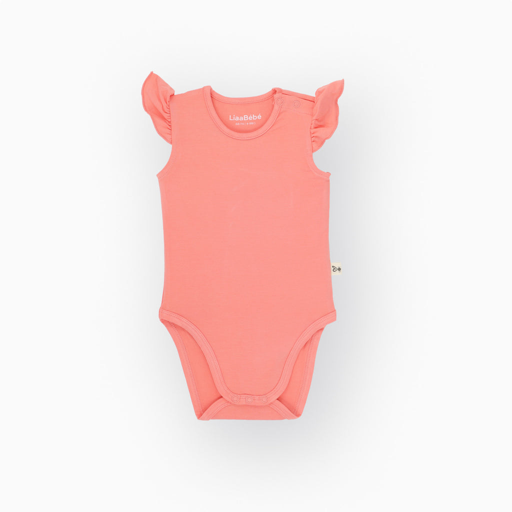 Apricot Bambusz Fodros Ujjatlan Baba Body - LiaaBebe