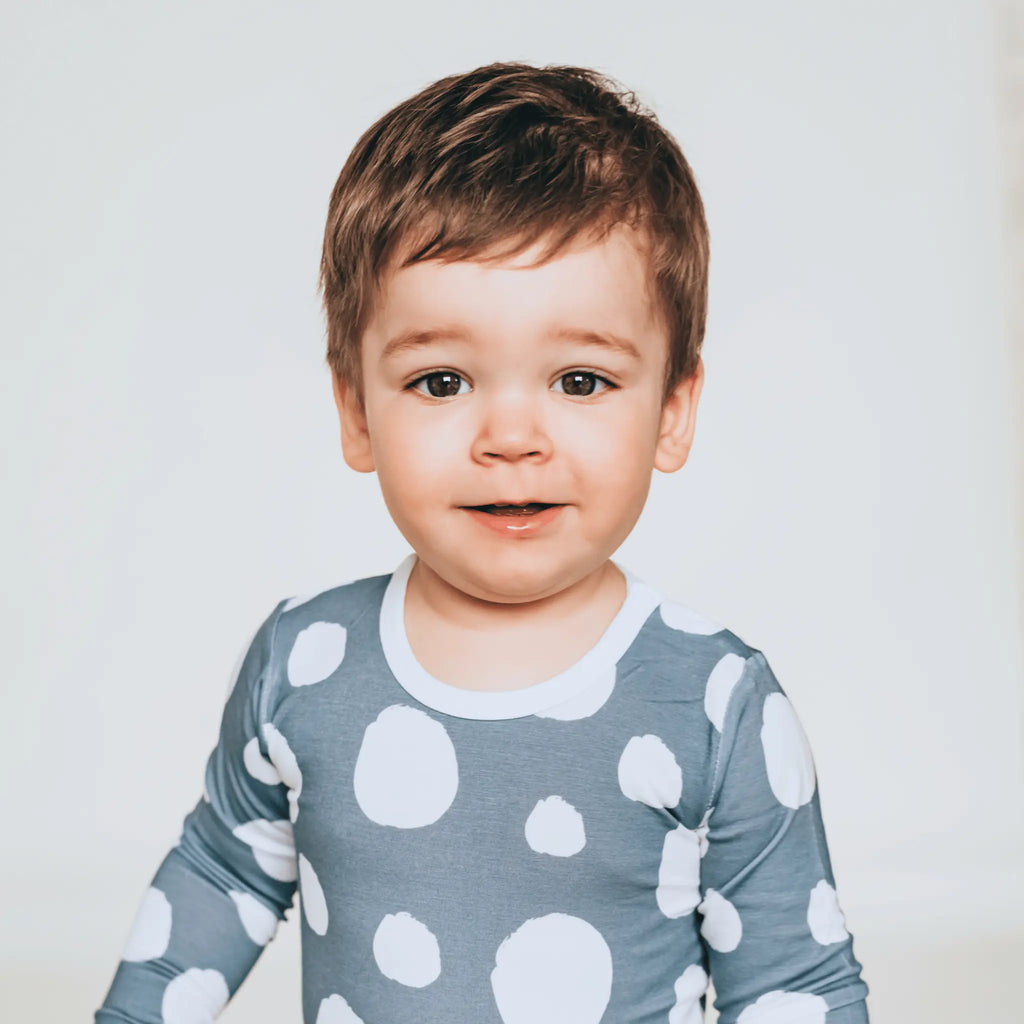 Body - Navy Grey Dínós Bambusz Patentos Hosszú Ujjú Body