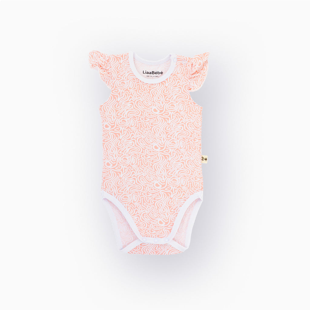 Peach Maze Bambusz Fodros Ujjatlan Body - LiaaBebe