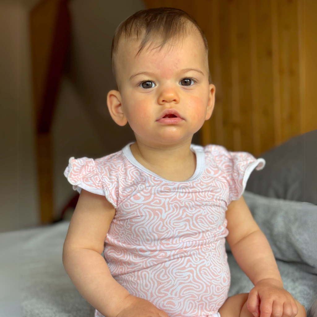 Peach Maze Bambusz Fodros Ujjatlan Baba Body - LiaaBebe