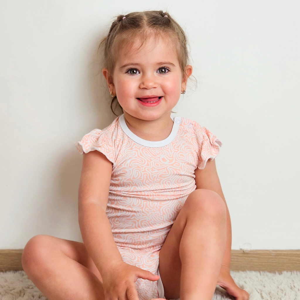 Peach Maze Bambusz Fodros Ujjatlan Body - LiaaBebe