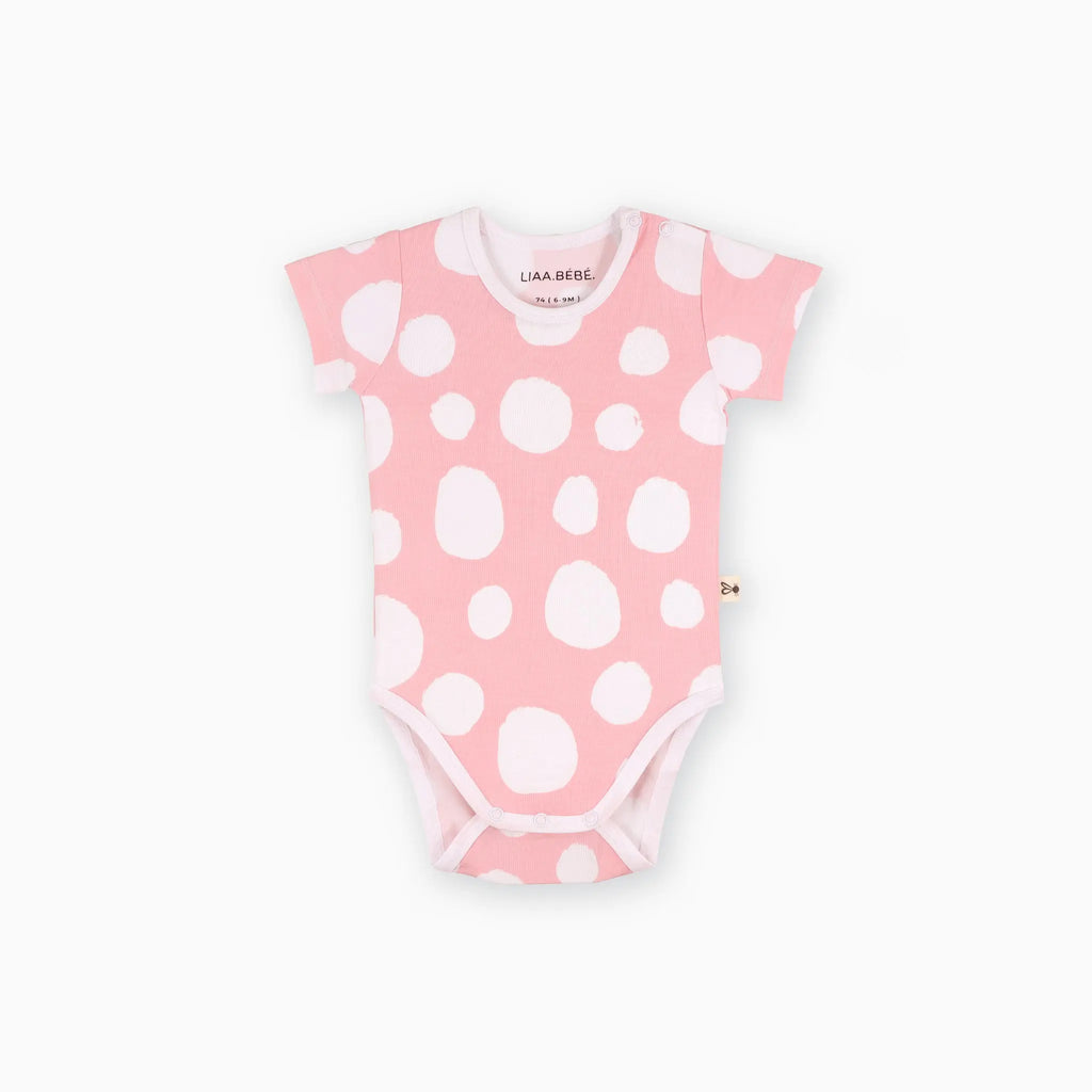 Body - Strawberry Dínós Bambusz Patentos Rövid Ujjú Body