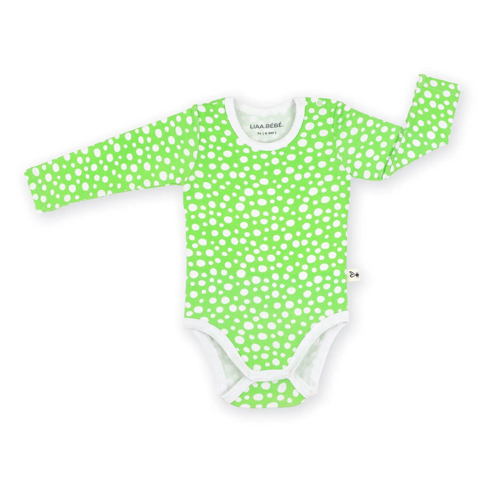 Light Green Dínós Bambusz Patentos Hosszú Ujjú Body Body liaabebe 