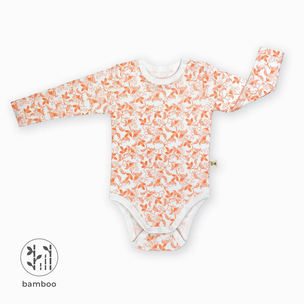 Peach Flower Bambusz Patentos Hosszú Ujjú Body Body liaabebe 56 Barackvirágos / Hosszú Ujjú 